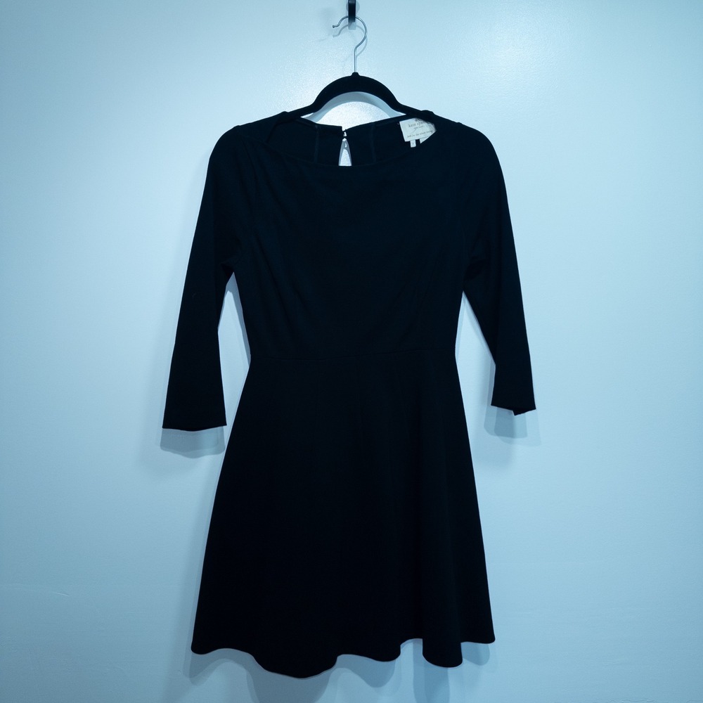 Kate Spade Black Bateau Neck Keyhole Back Ponte Fit & Flare Dress 4